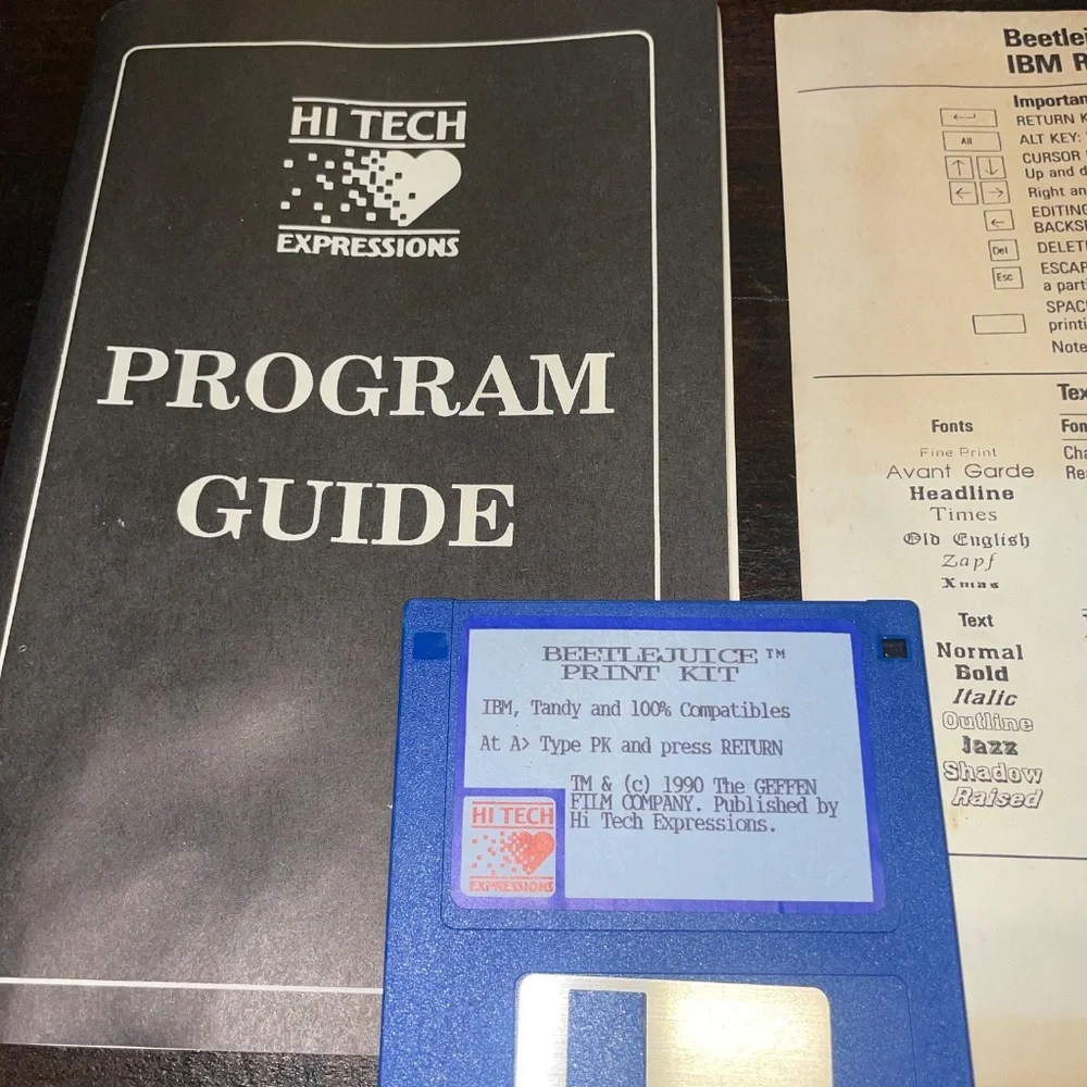 Vintage Computing Beetlejuice Print Kit Hi Tech Expressions IBM/Tandy‎ 1990